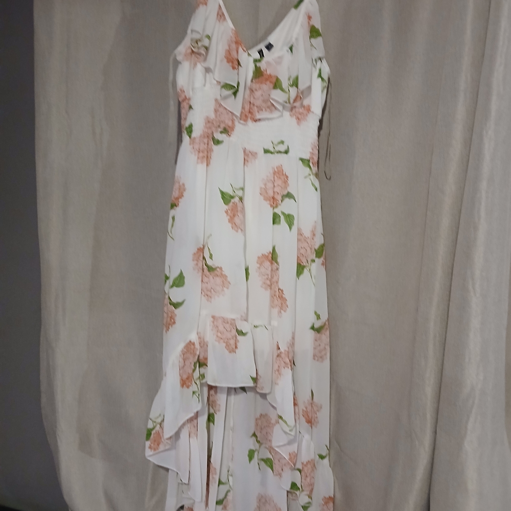 HeartSoul Floral High Low Dress in White and Pink